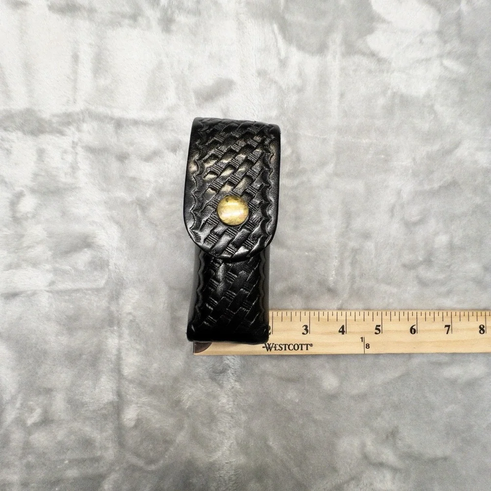Boston Leather 5527 Black Basketweave Flashlight Mace Duty Belt Holster 5